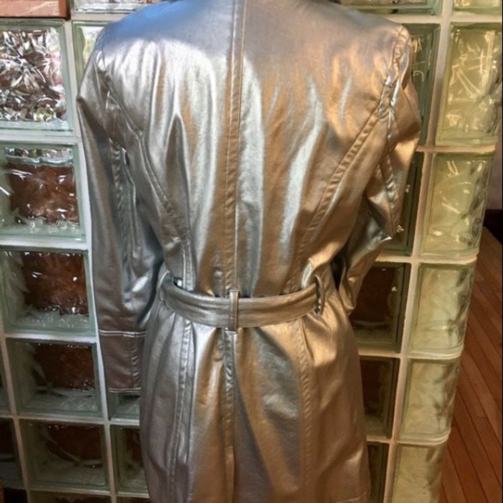 Silver metallic trench coat